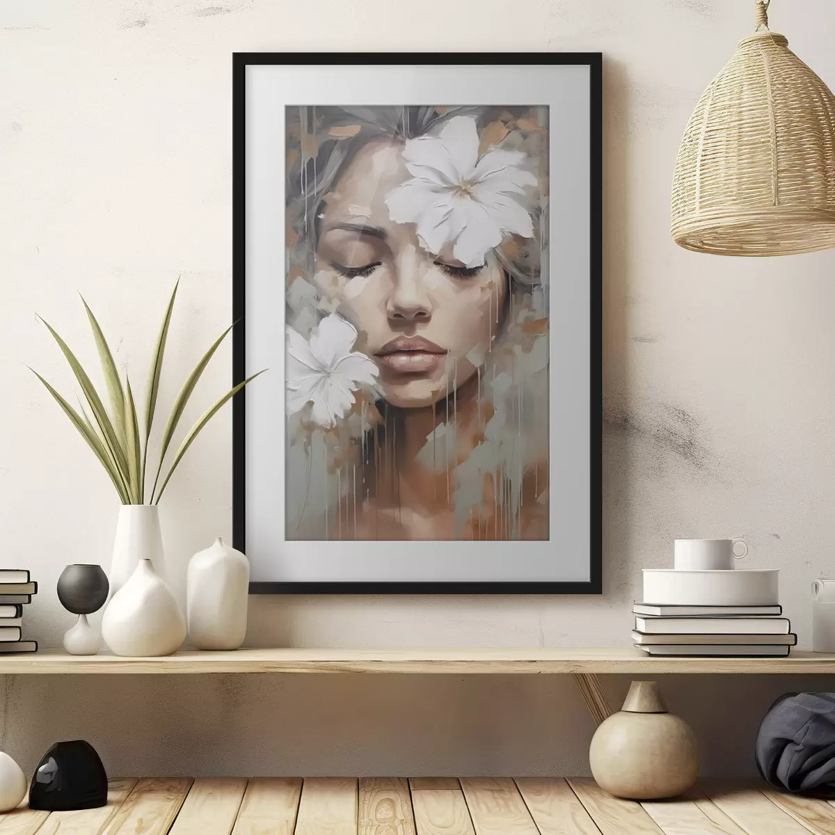 Poster Weiße Blüten über den Augen f44684