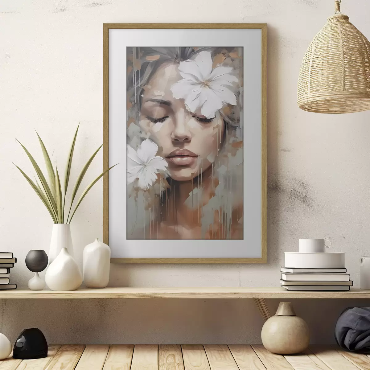 Poster Weiße Blüten über den Augen f44684