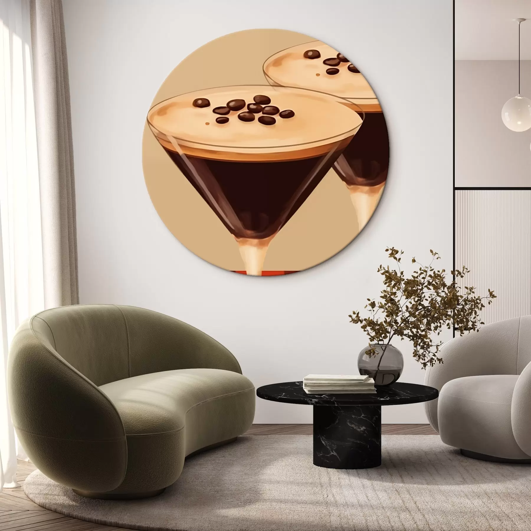 Fototapete Zwei Cocktails mit Kaffeebohnen in Gläsern r44679
