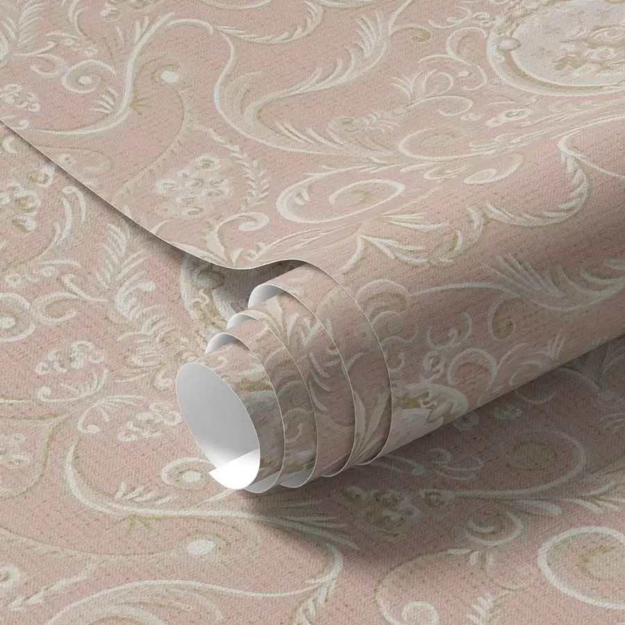 Fototapete Rosa klassisches Muster mit Medaillons und Blumen a00185