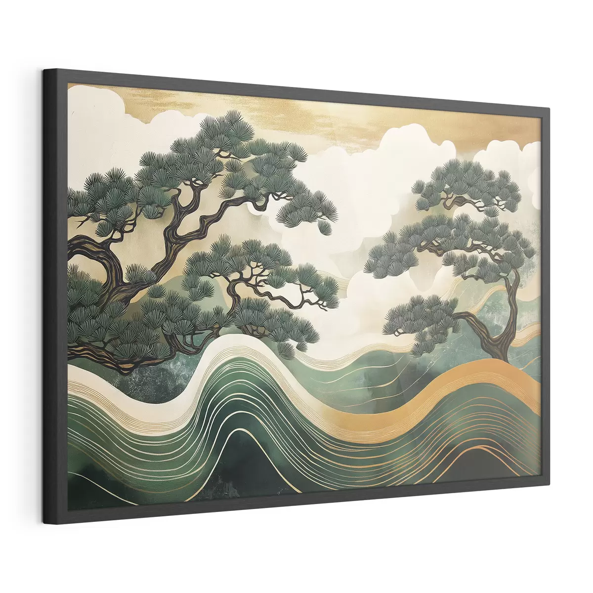 Poster Abstrakte Landschaften mit Kiefern, chinesischer Stil f44720