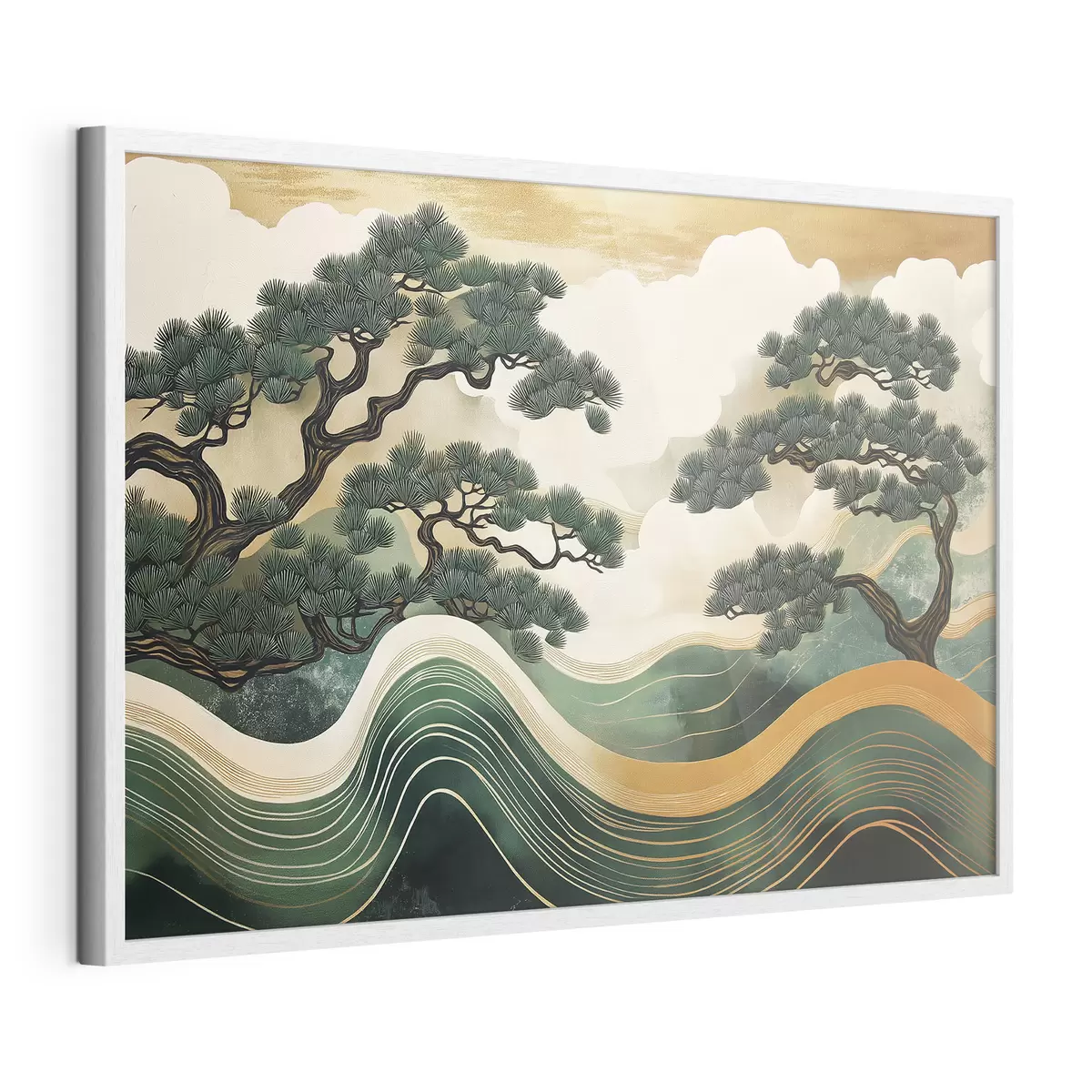 Poster Abstrakte Landschaften mit Kiefern, chinesischer Stil f44720