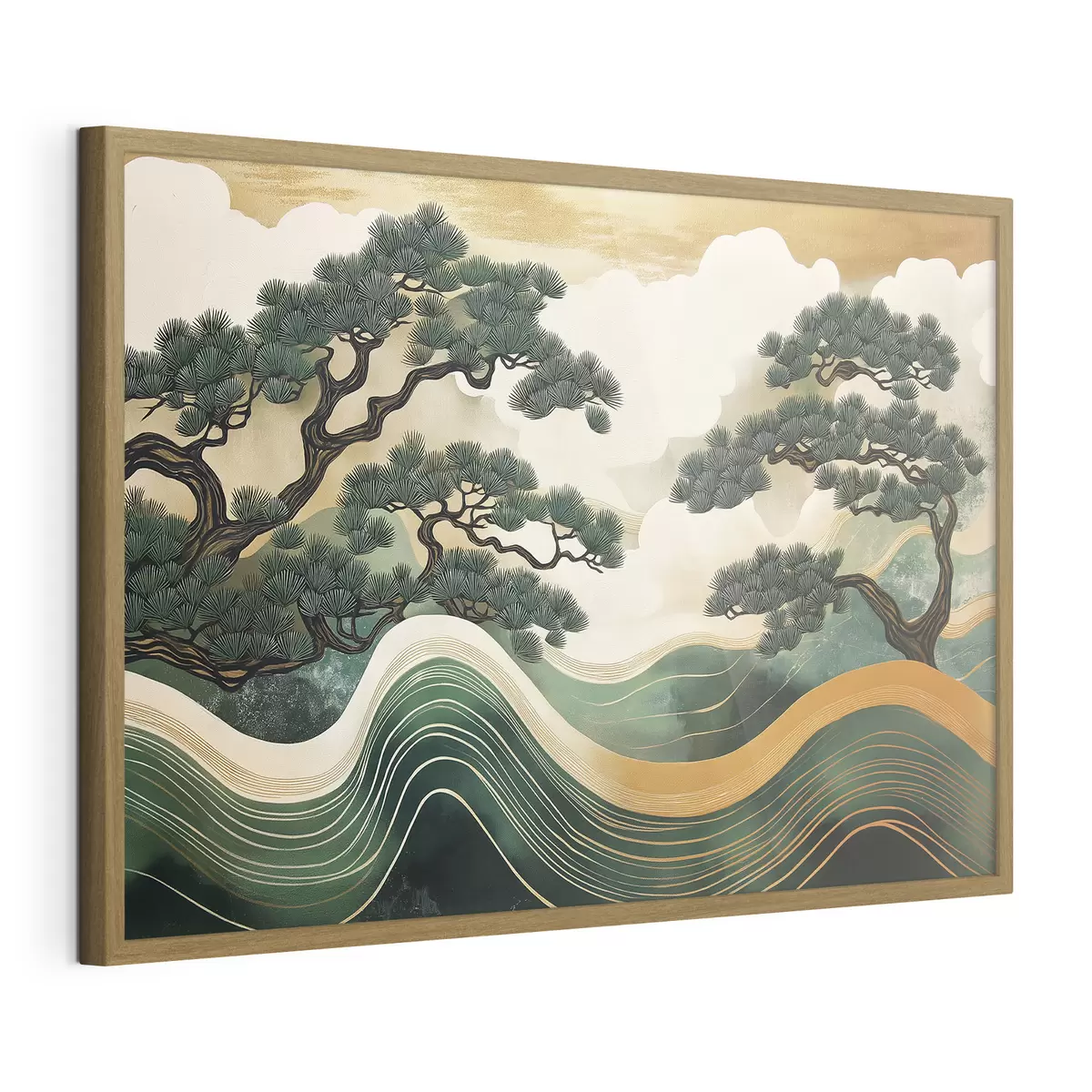 Poster Abstrakte Landschaften mit Kiefern, chinesischer Stil f44720