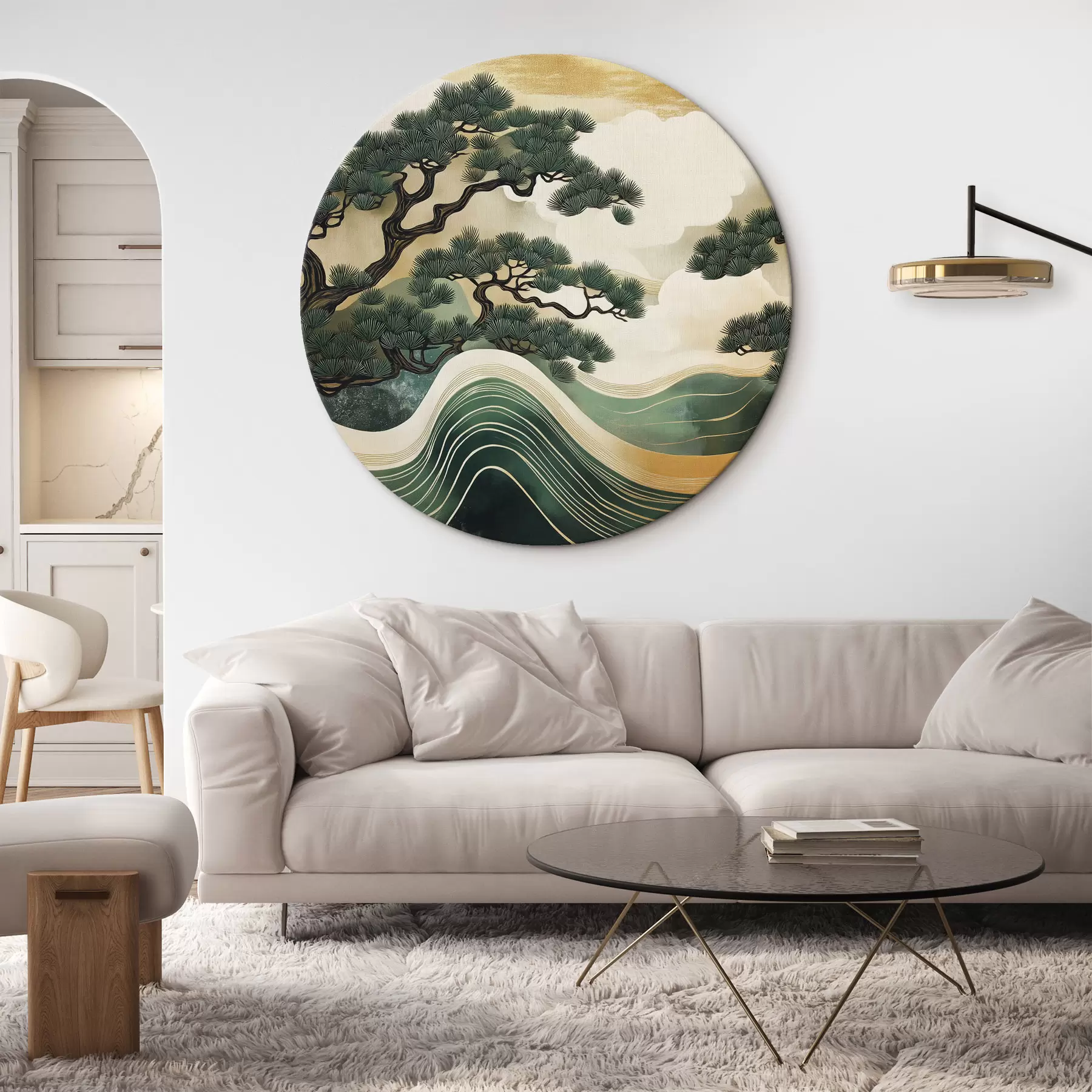 Fototapete Abstrakte Landschaften mit Kiefern, chinesischer Stil r44720