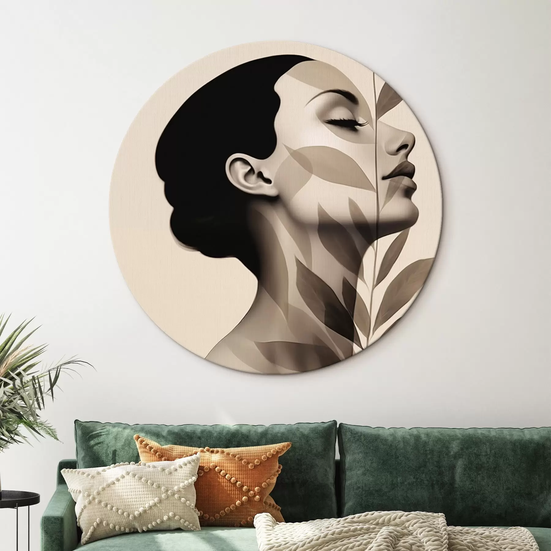 Fototapete Weibliches Profil mit floralem Muster r44725