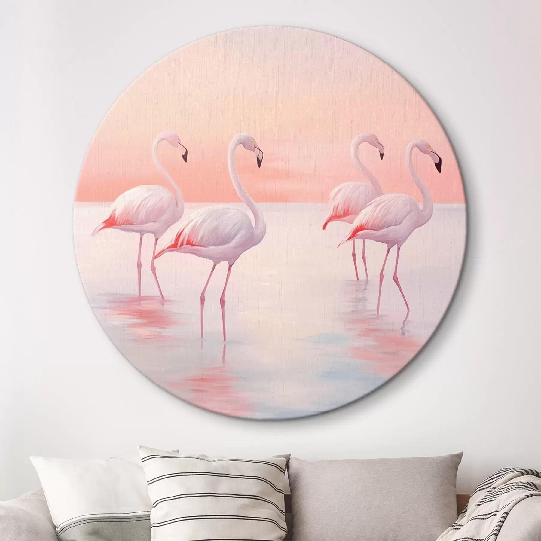 Fototapete Flamingos im seichten Wasser bei Sonnenuntergang r44732