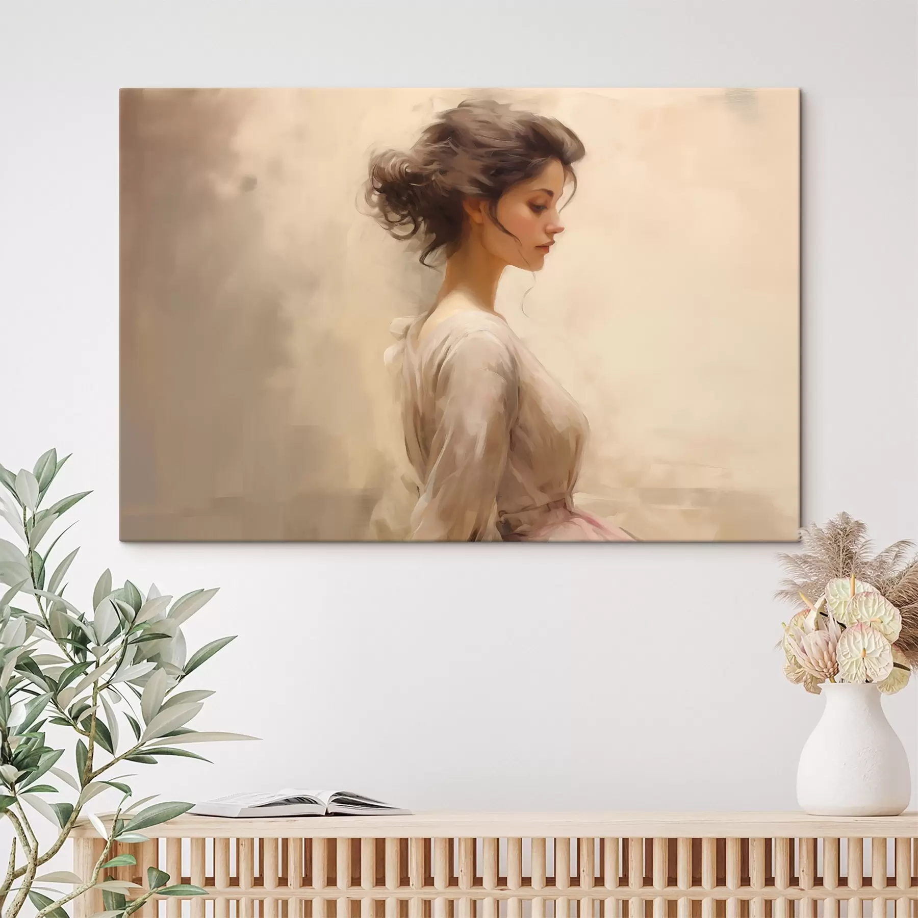 Fototapete Sanfte weibliche Figur auf hellem Hintergrund s44752