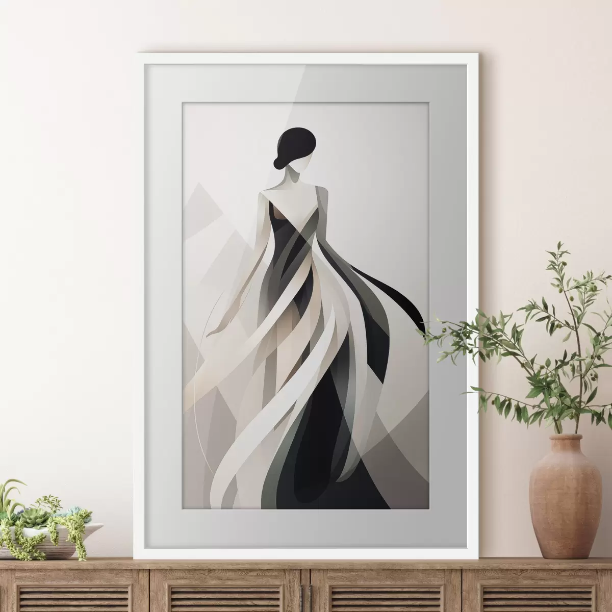 Poster Abstrakte Figur in einem langen Kleid f44750