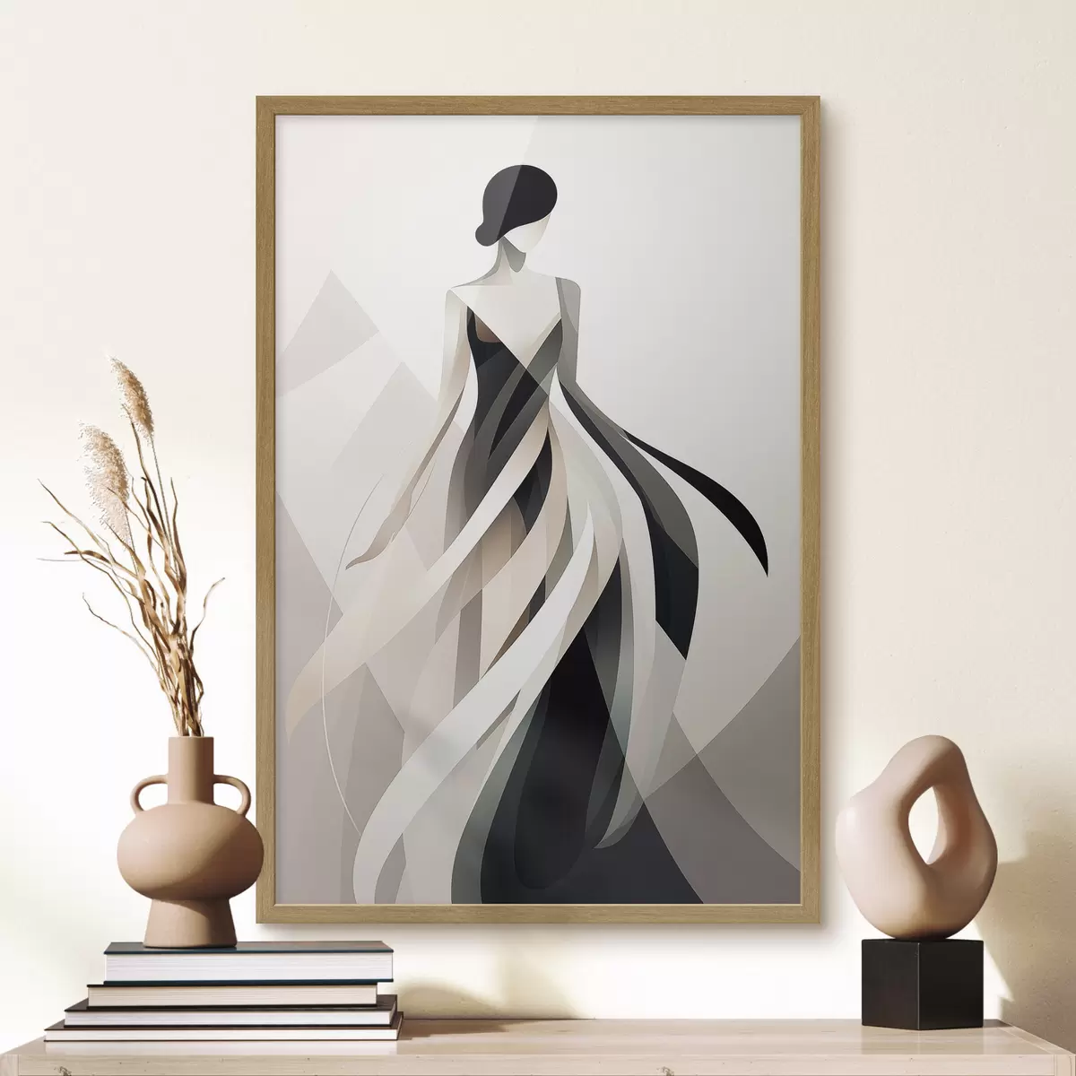 Poster Abstrakte Figur in einem langen Kleid f44750