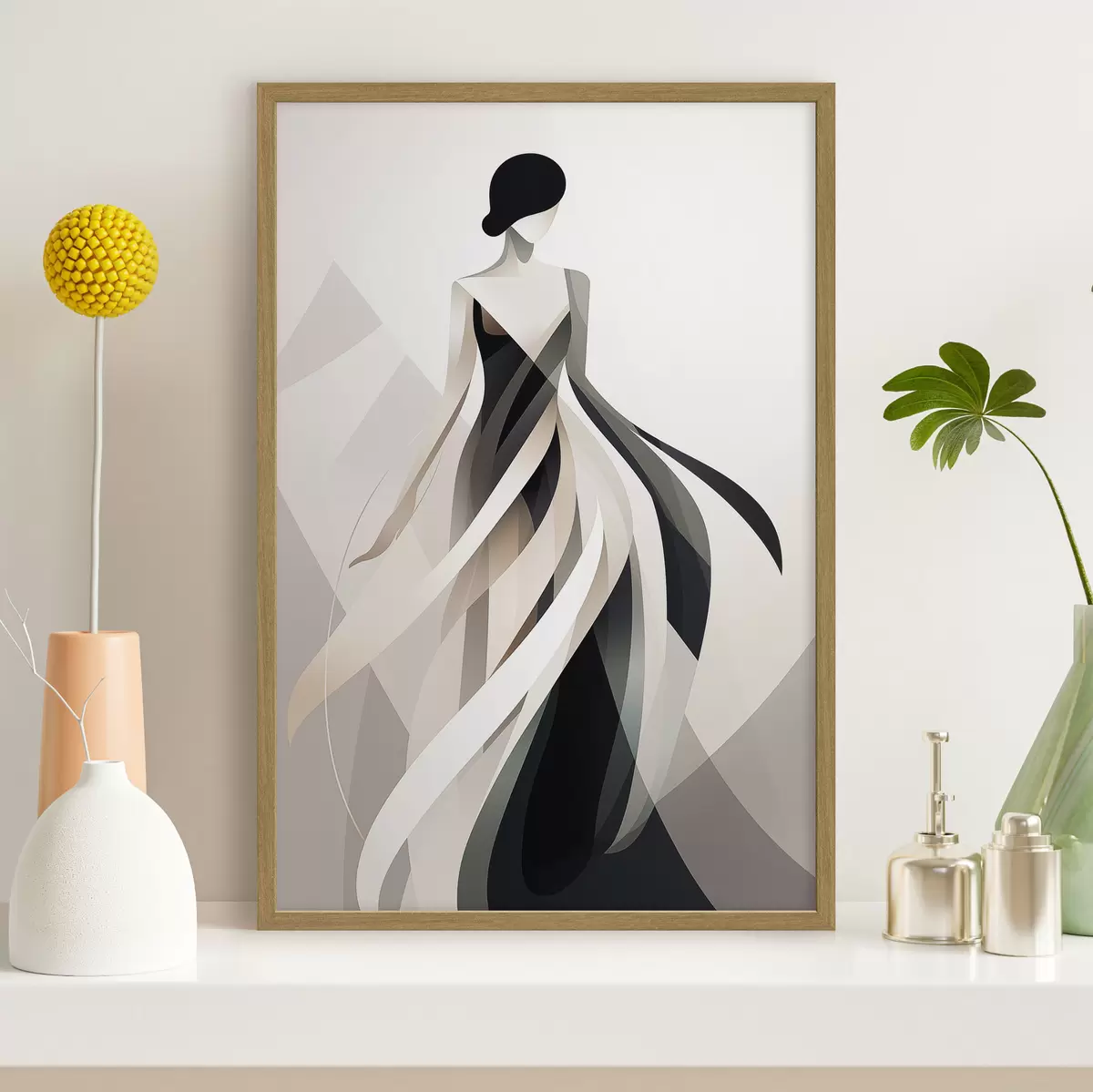 Poster Abstrakte Figur in einem langen Kleid f44750