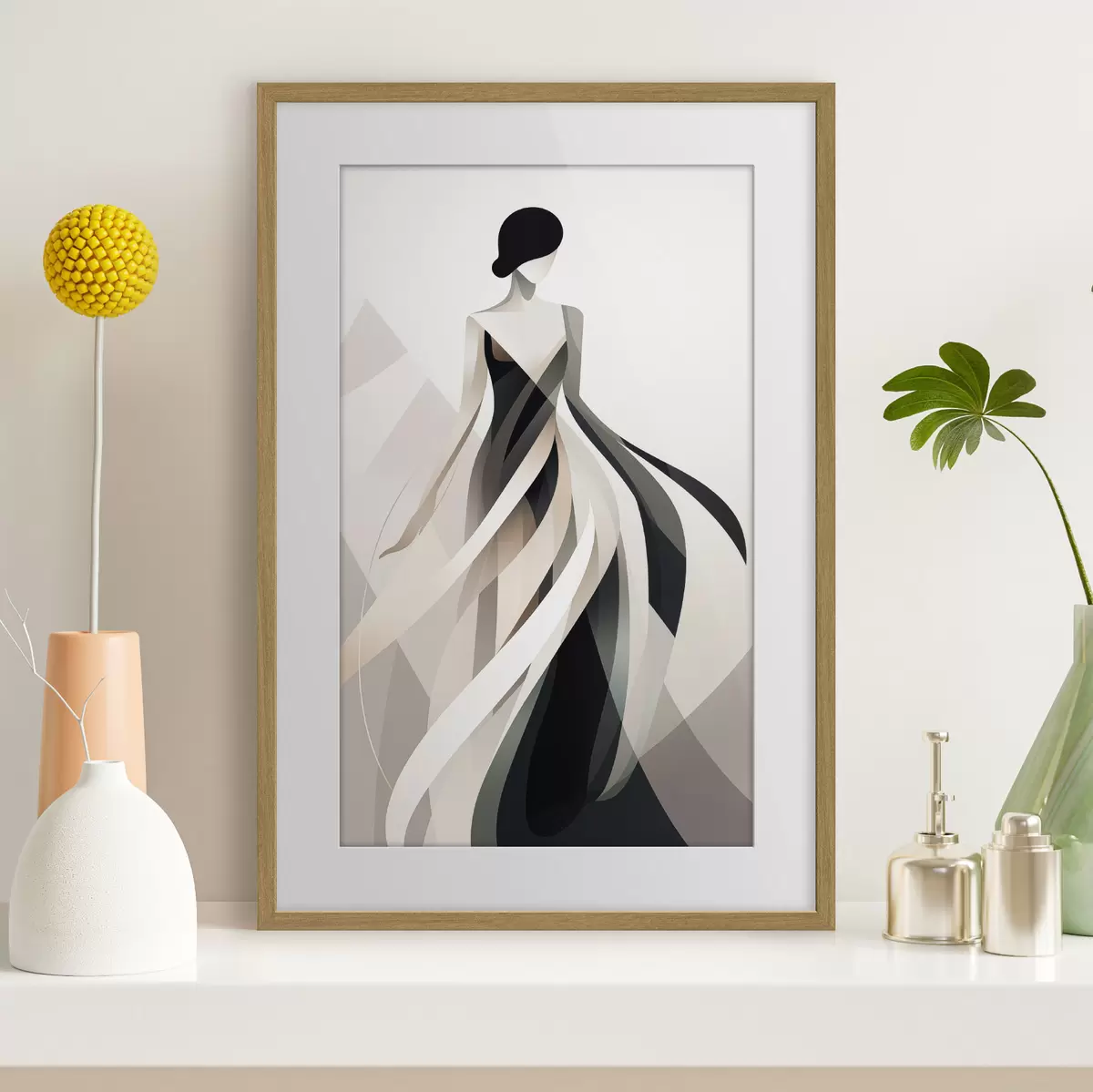 Poster Abstrakte Figur in einem langen Kleid f44750