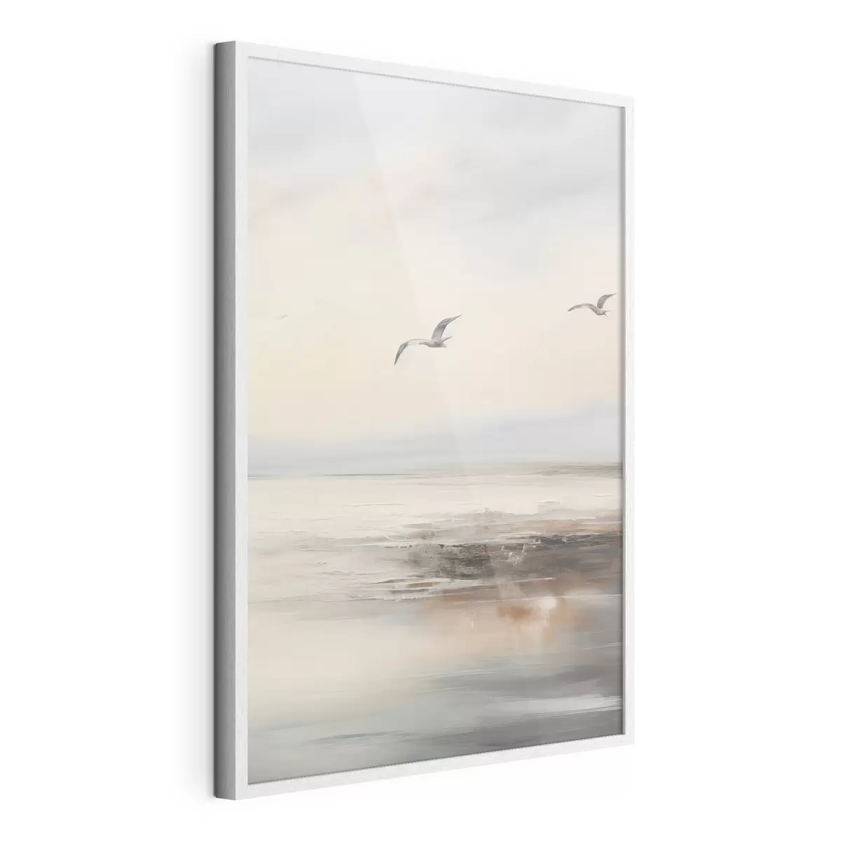 Poster Pastelllandschaft mit fliegenden Möwen f44763