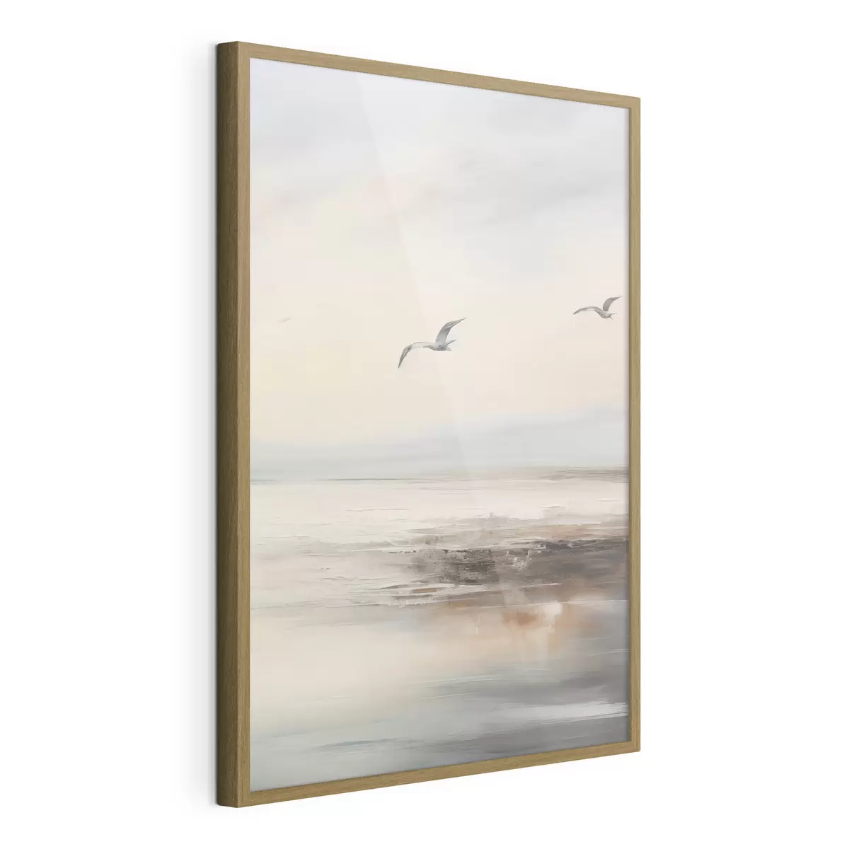 Poster Pastelllandschaft mit fliegenden Möwen f44763