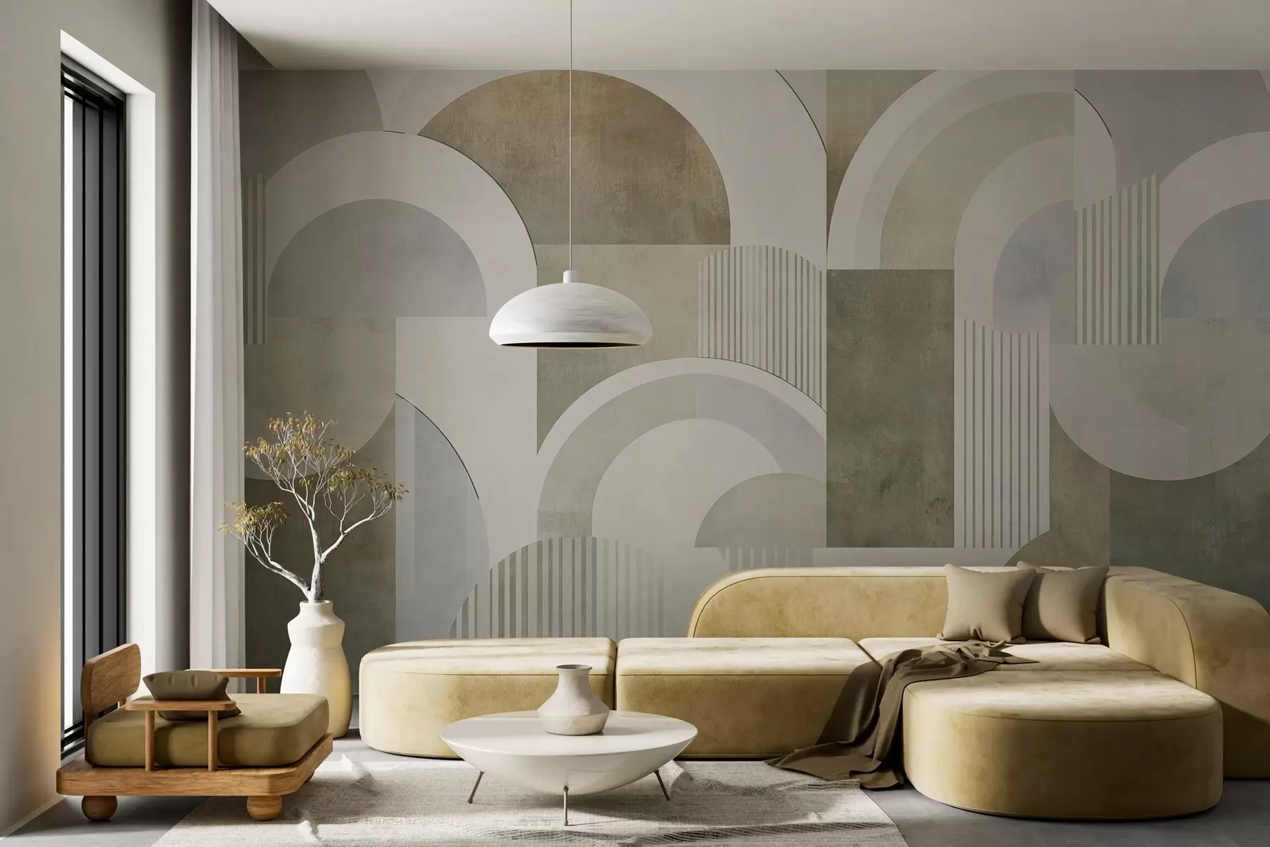 Fototapete Abstrakte Geometrie im Art-déco-Stil mit Retro-Effekt w04079