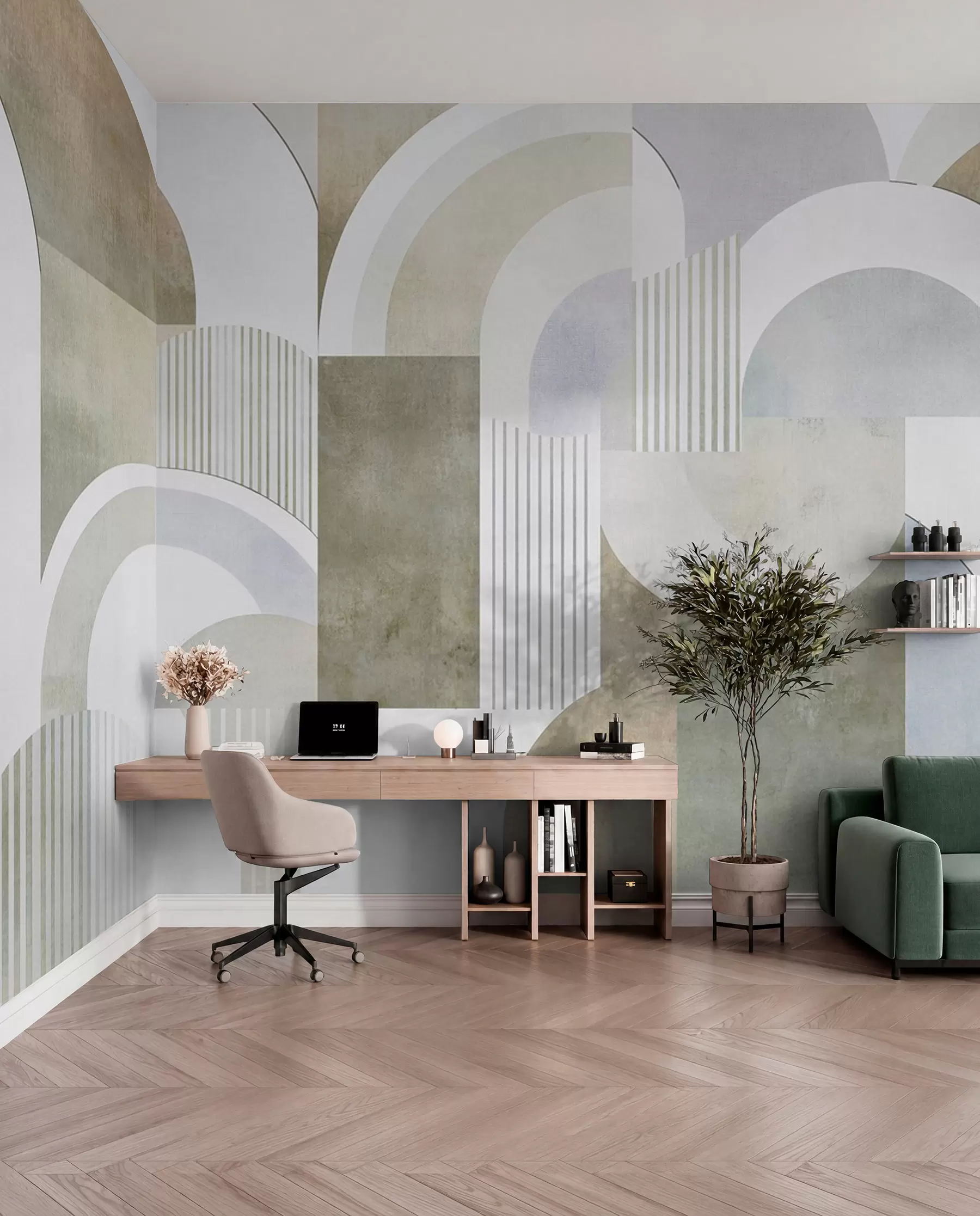 Fototapete Abstrakte Geometrie im Art-déco-Stil mit Retro-Effekt w04079