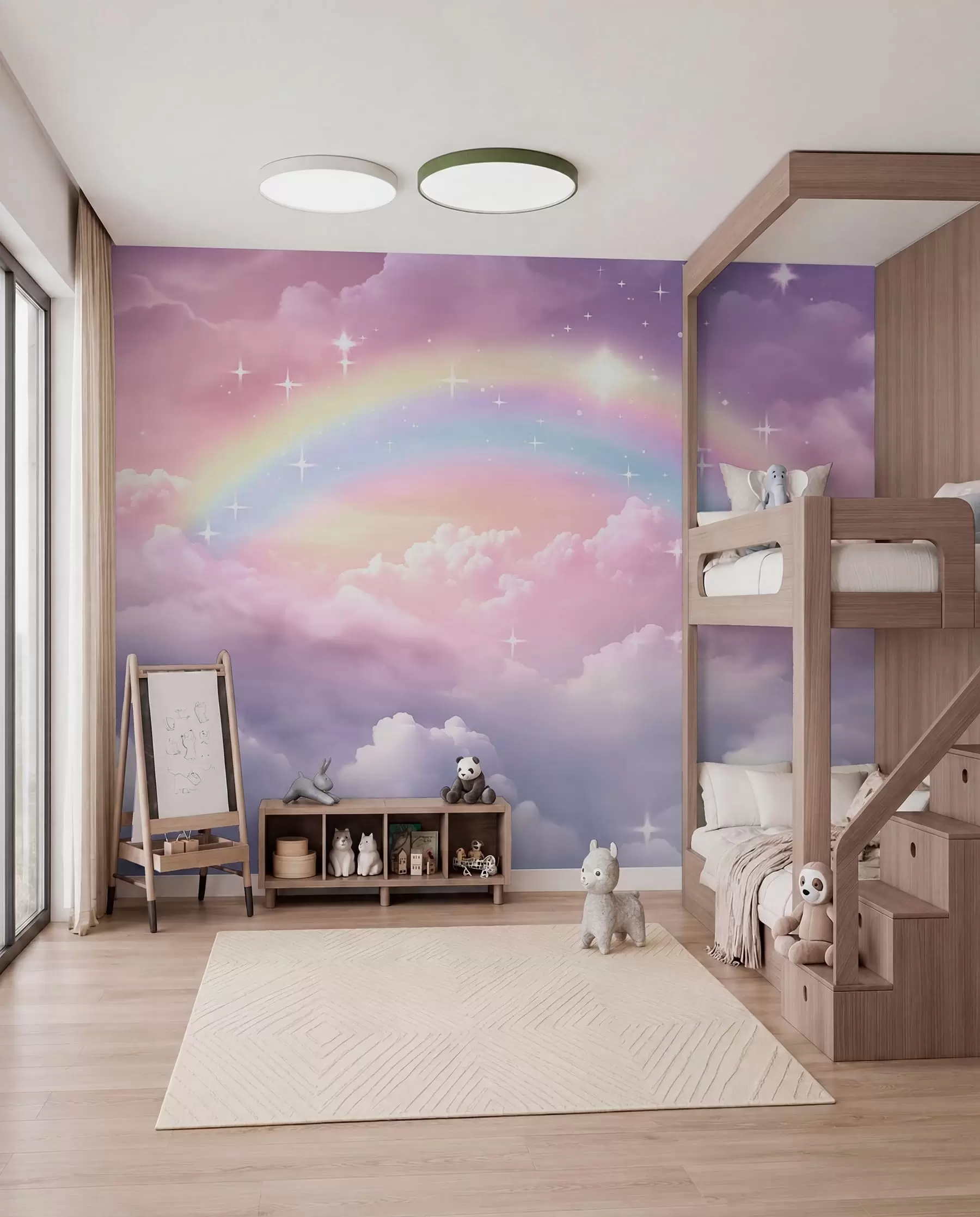 Fototapete Regenbogen in Lavendelwolken w04146