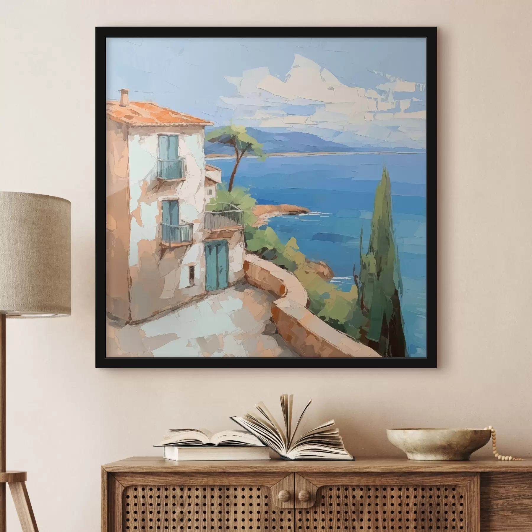 Fototapete Haus am Meer Nachahmung der Malerei f44767