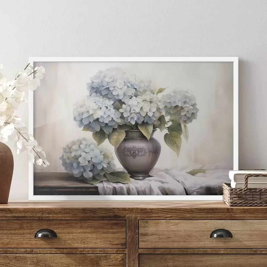 Fototapete Hortensienblüten in einer Vase f44771
