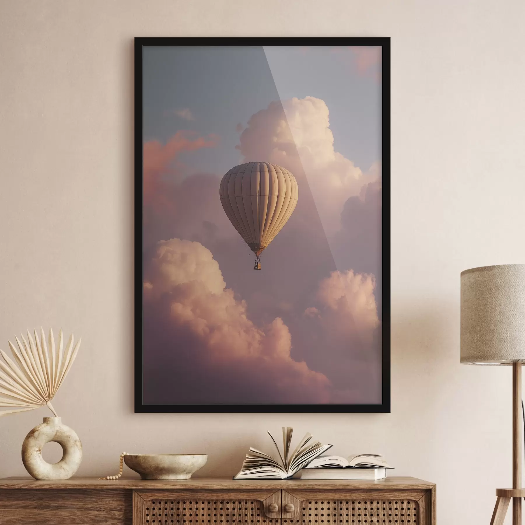 Fototapete Luftballon in den Sonnenuntergang Himmel mit Wolken f44790