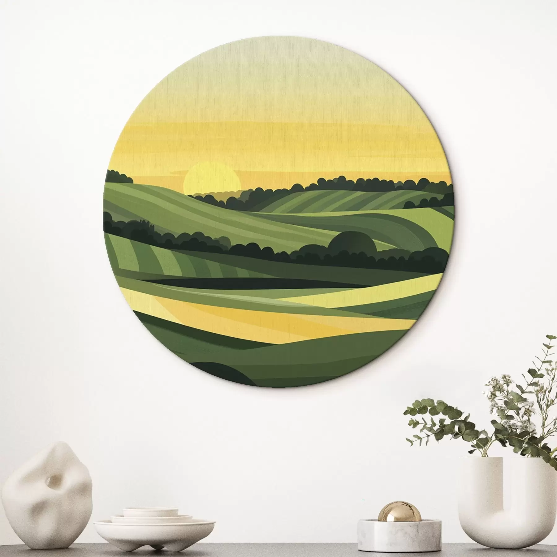 Fototapete Abstrakte Landschaften mit Hügeln und Sonnenuntergang r44785