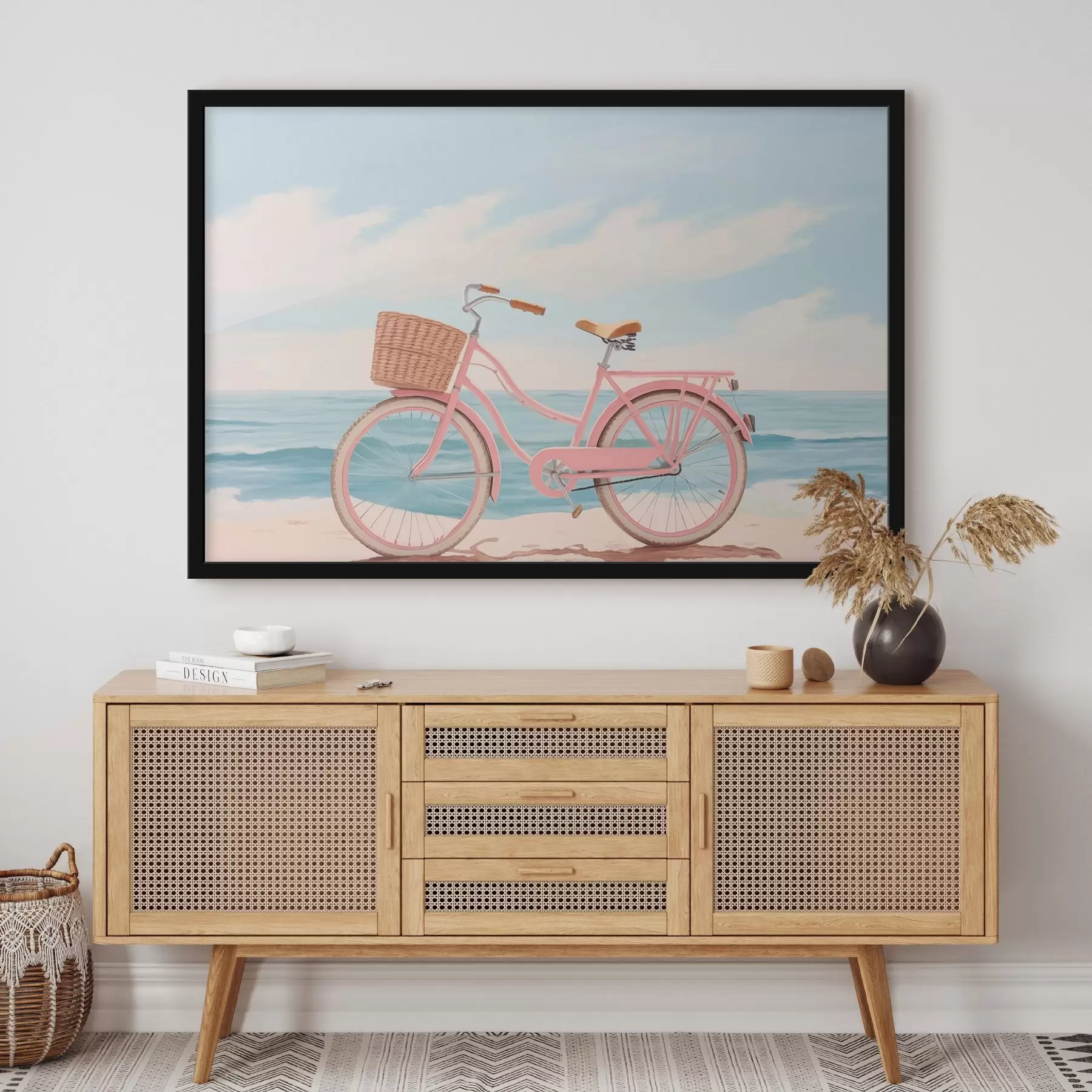 Fototapete Rosa Fahrrad am Strand f44808