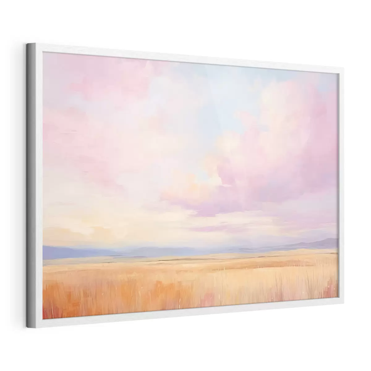 Poster Rosa Himmel über einem Feld f44810