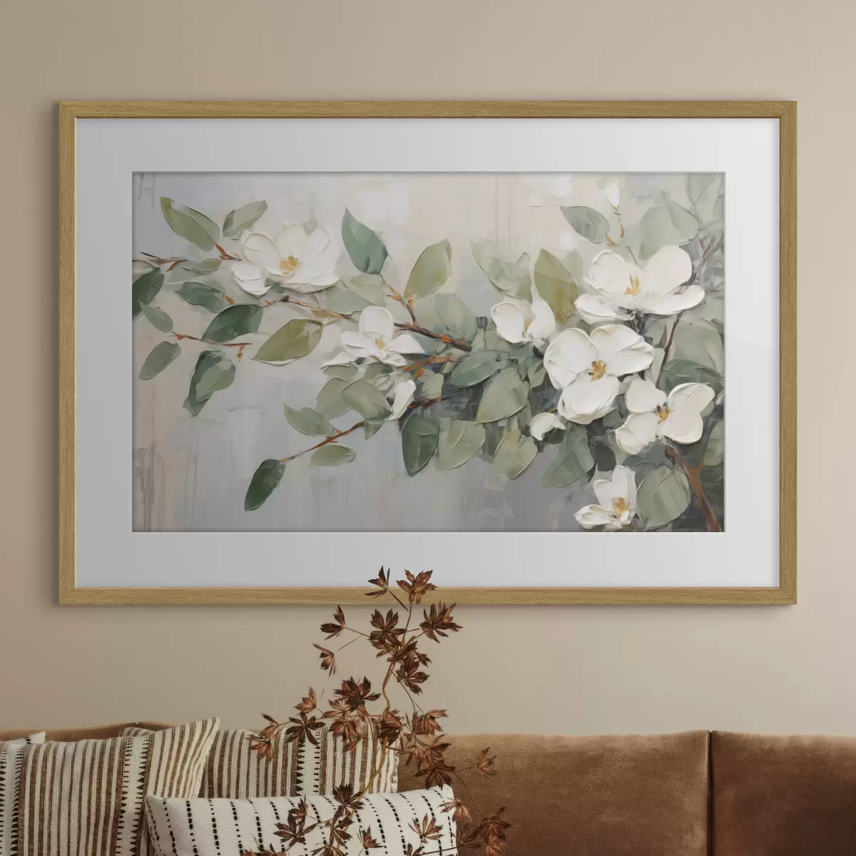 Poster Magnolie in sanftem Grün f44853