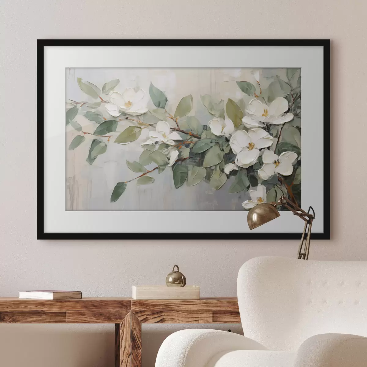 Poster Magnolie in sanftem Grün f44853
