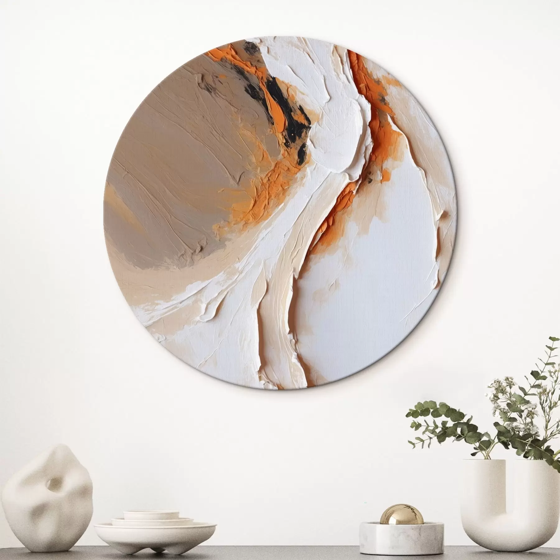Fototapete Sanftes Pastell mit orangefarbenem Akzent und weichen Strichen r44874
