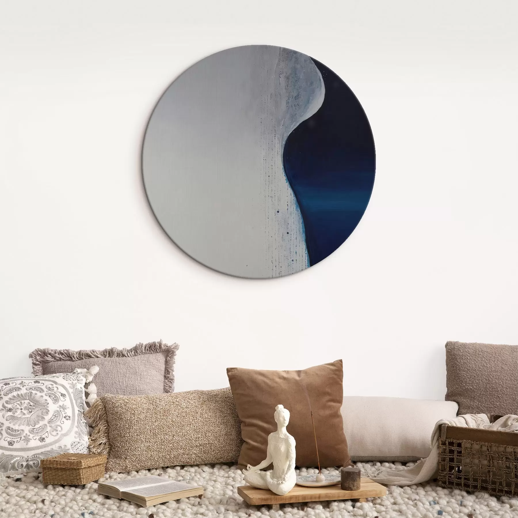 Fototapete Abstraktion in Form einer Welle mit weißen und blauen Palette blaue Palette r44895