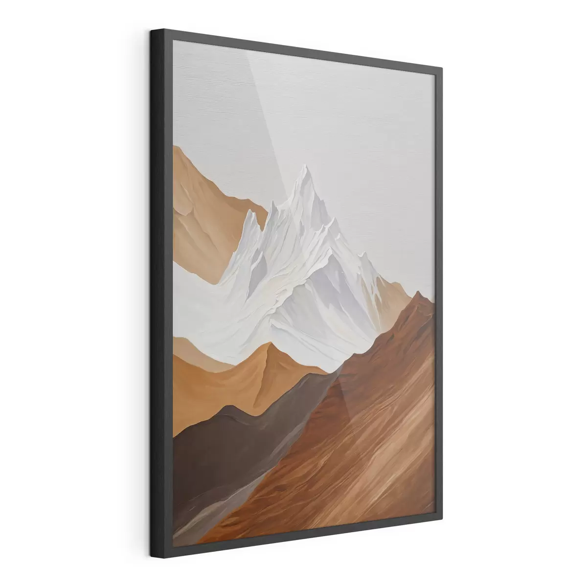Poster Geometrische Berglandschaft in Braun- und Weißtönen f44896