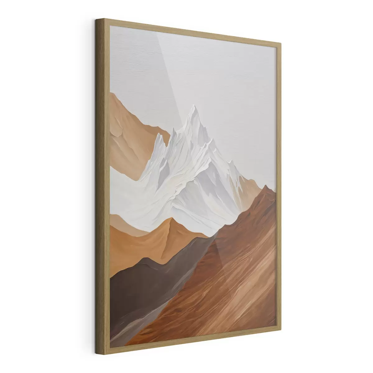 Poster Geometrische Berglandschaft in Braun- und Weißtönen f44896