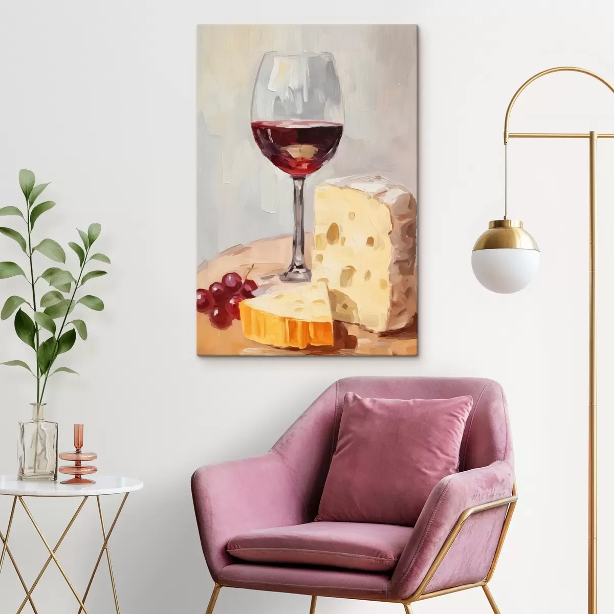 Fototapete Ein Glas Wein beim Käse s44829