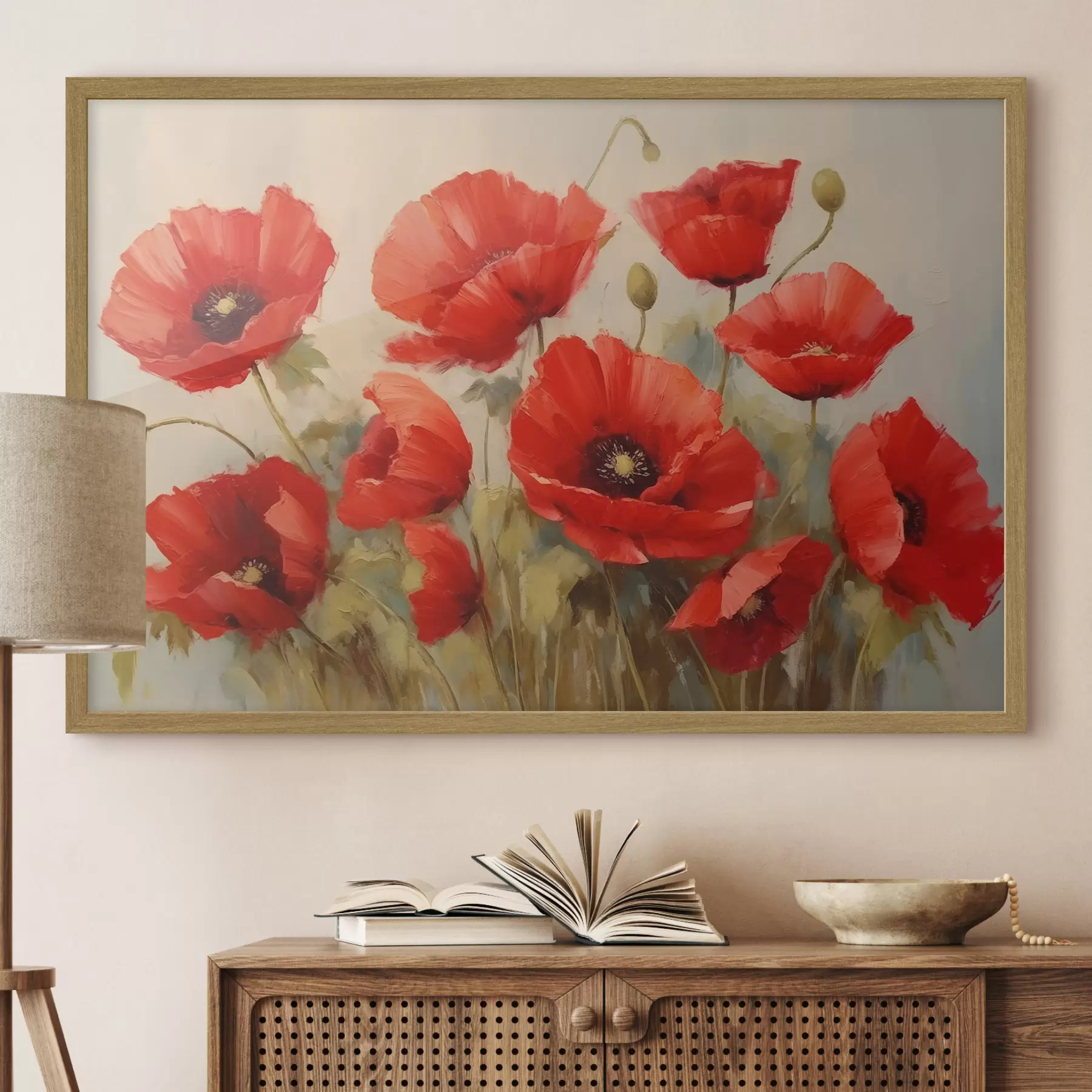Fototapete Rote Mohnblumen f44905