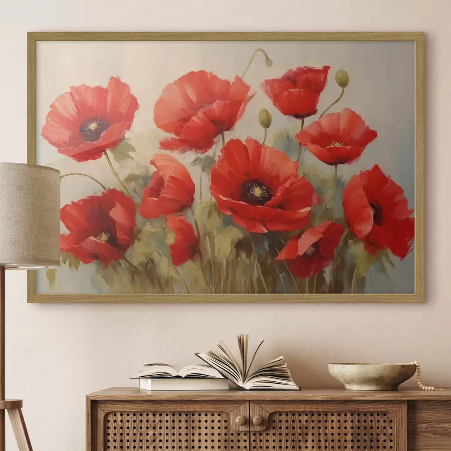 Fototapete Rote Mohnblumen f44905