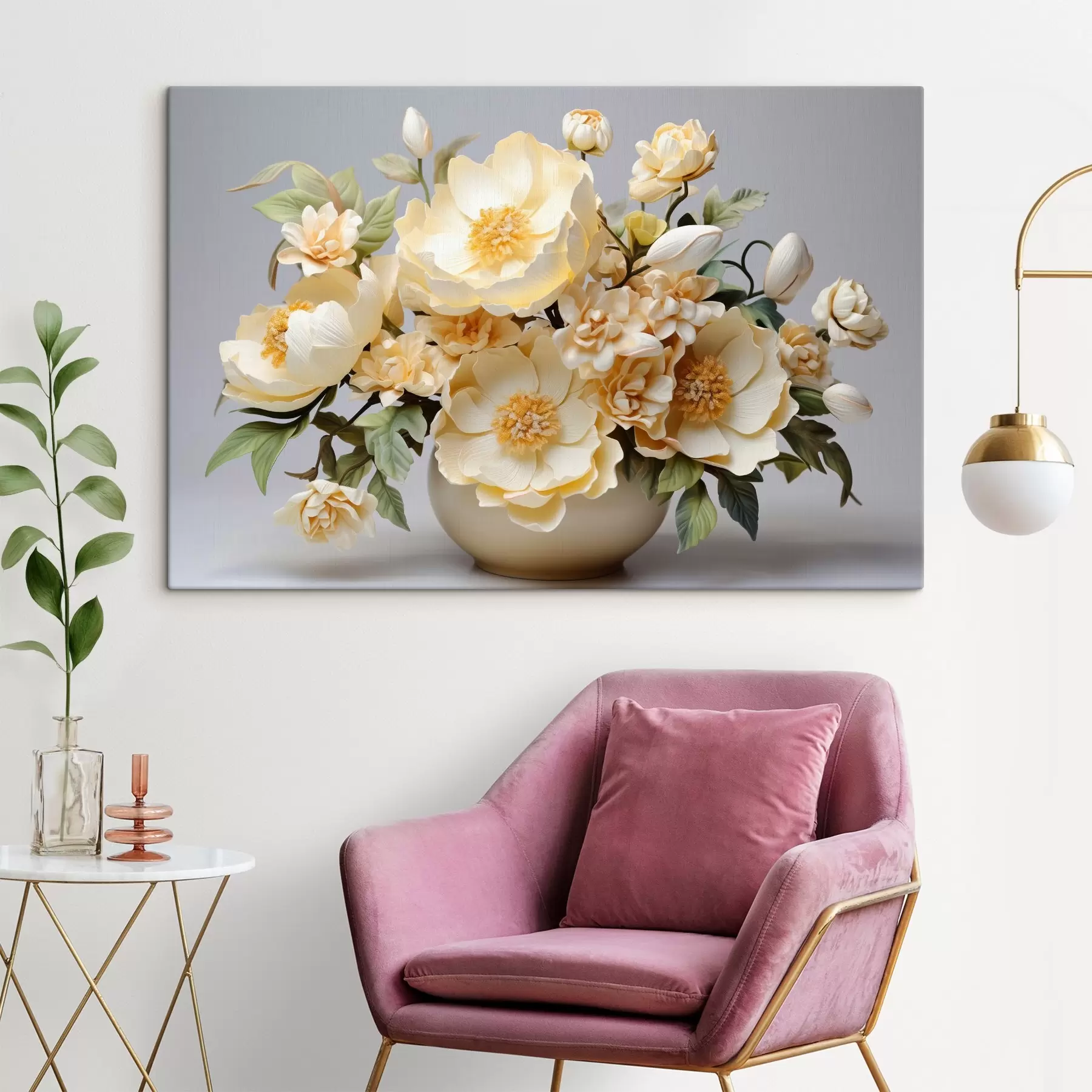 Fototapete Üppiger Blumenstrauß in Pastelltönen s44846