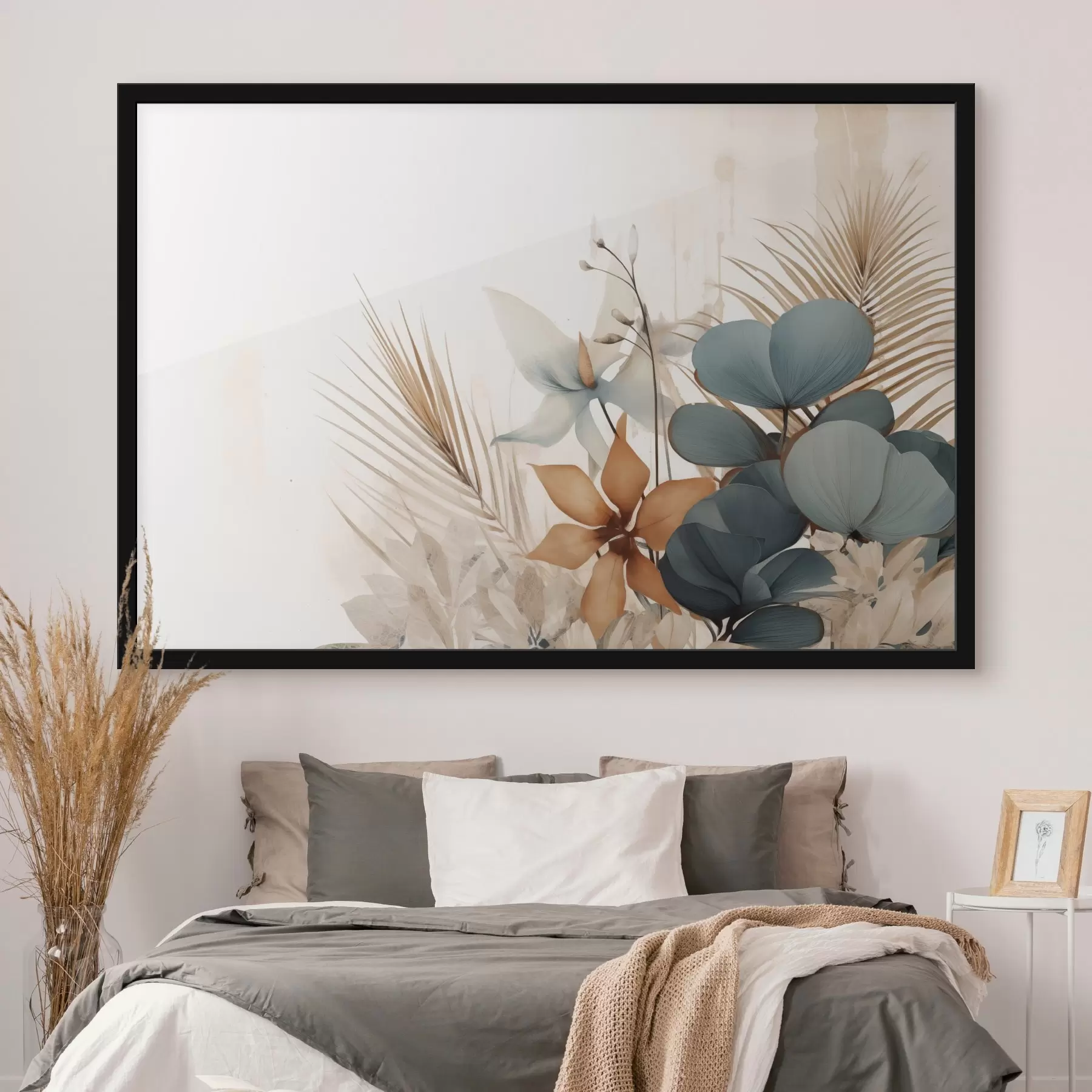 Fototapete Dekorative Blätter und Blumen im Aquarellstil f44843