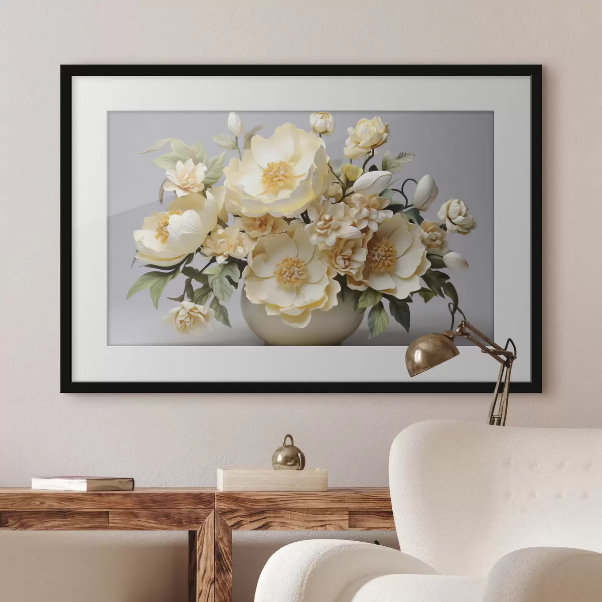 Poster Üppiger Blumenstrauß in Pastelltönen f44846