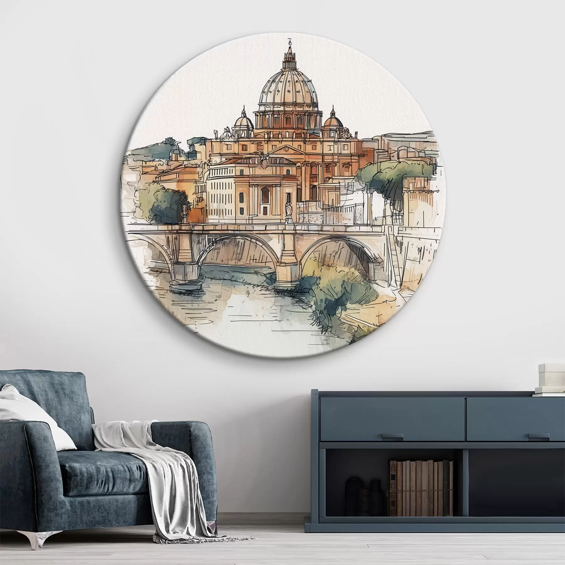 Fototapete Aquarell Rom Stadt, Skizze Zeichnung, Architektur r44983