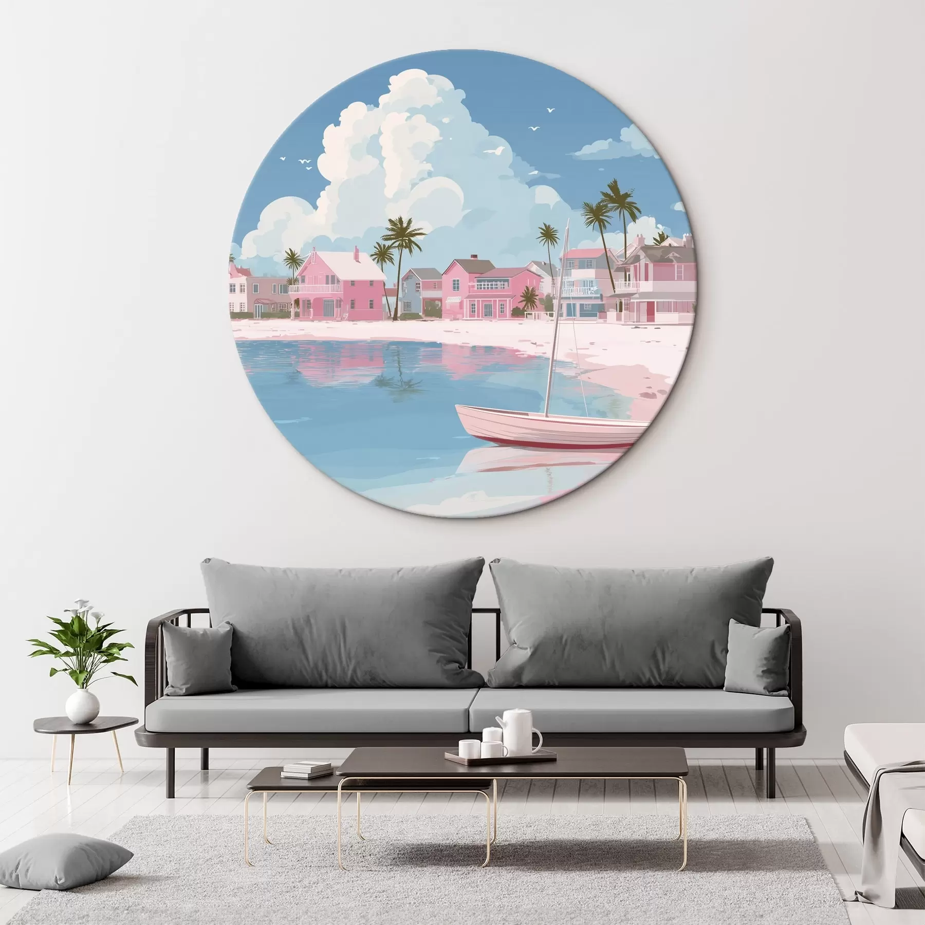 Fototapete Bunter rosa Sommerstrand r44985