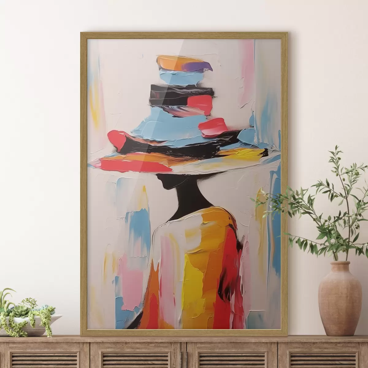 Poster Frau mit breitem Hut f44994