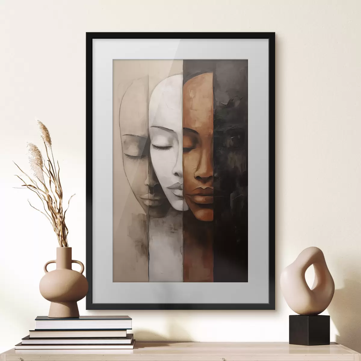 Poster Porträt im abstrakten Stil mit Gesichtern f45003