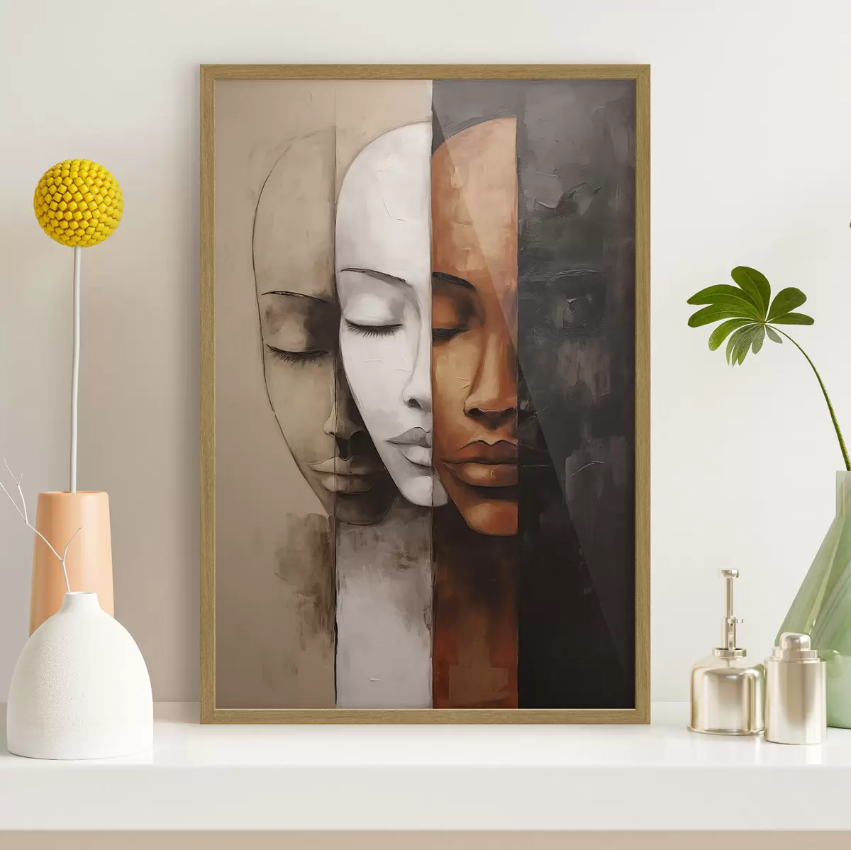 Poster Porträt im abstrakten Stil mit Gesichtern f45003