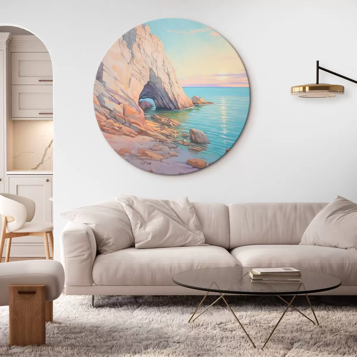 Runde Wandbilder Felsen am Meer r45022