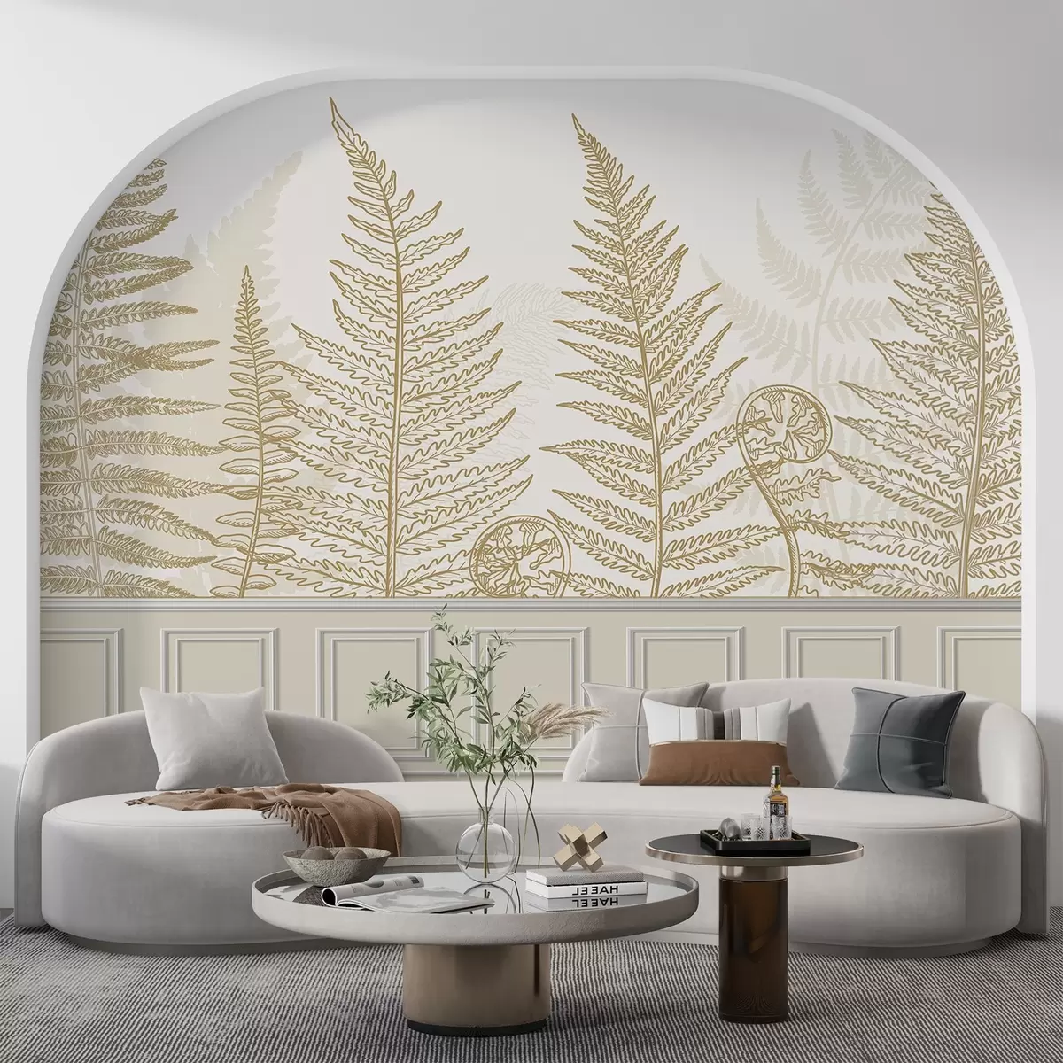 Fototapete blätter, Pflanzen, Farn, Licht, botanisch, Grafik w04239