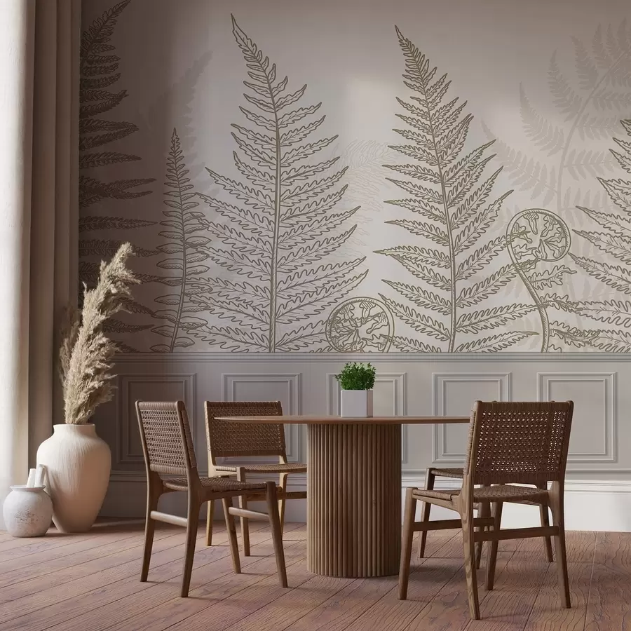 Fototapete blätter, Pflanzen, Farn, Licht, botanisch, Grafik w04239v2