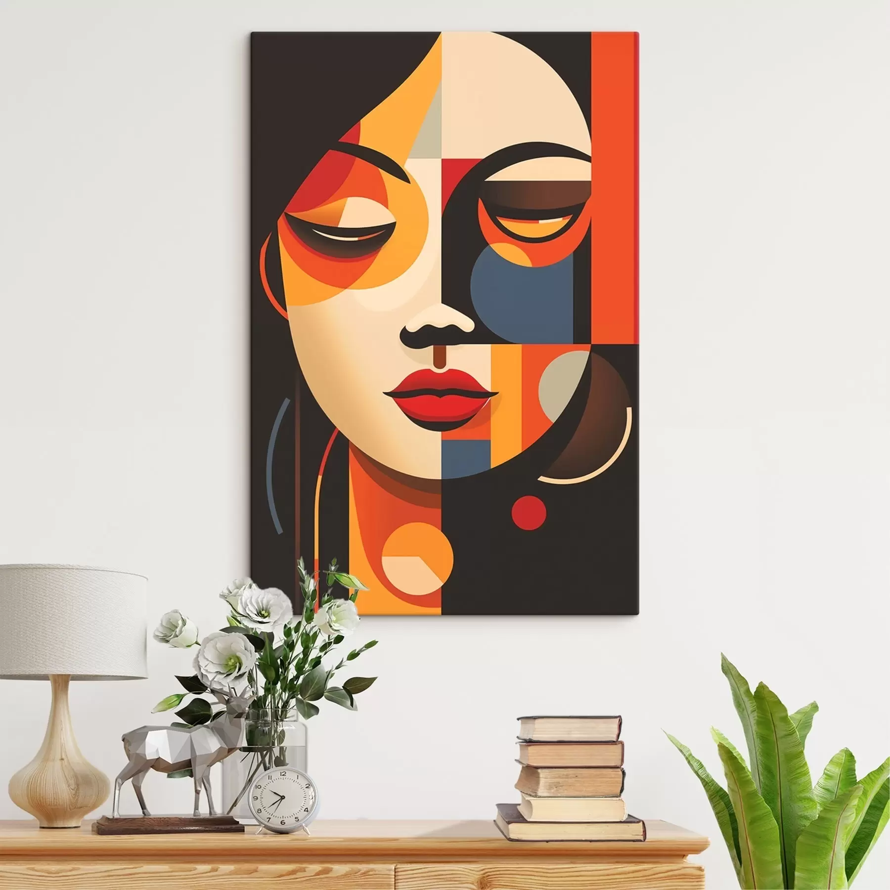 Fototapete Geometrisches weibliches Gesicht in warmen Farben s45087