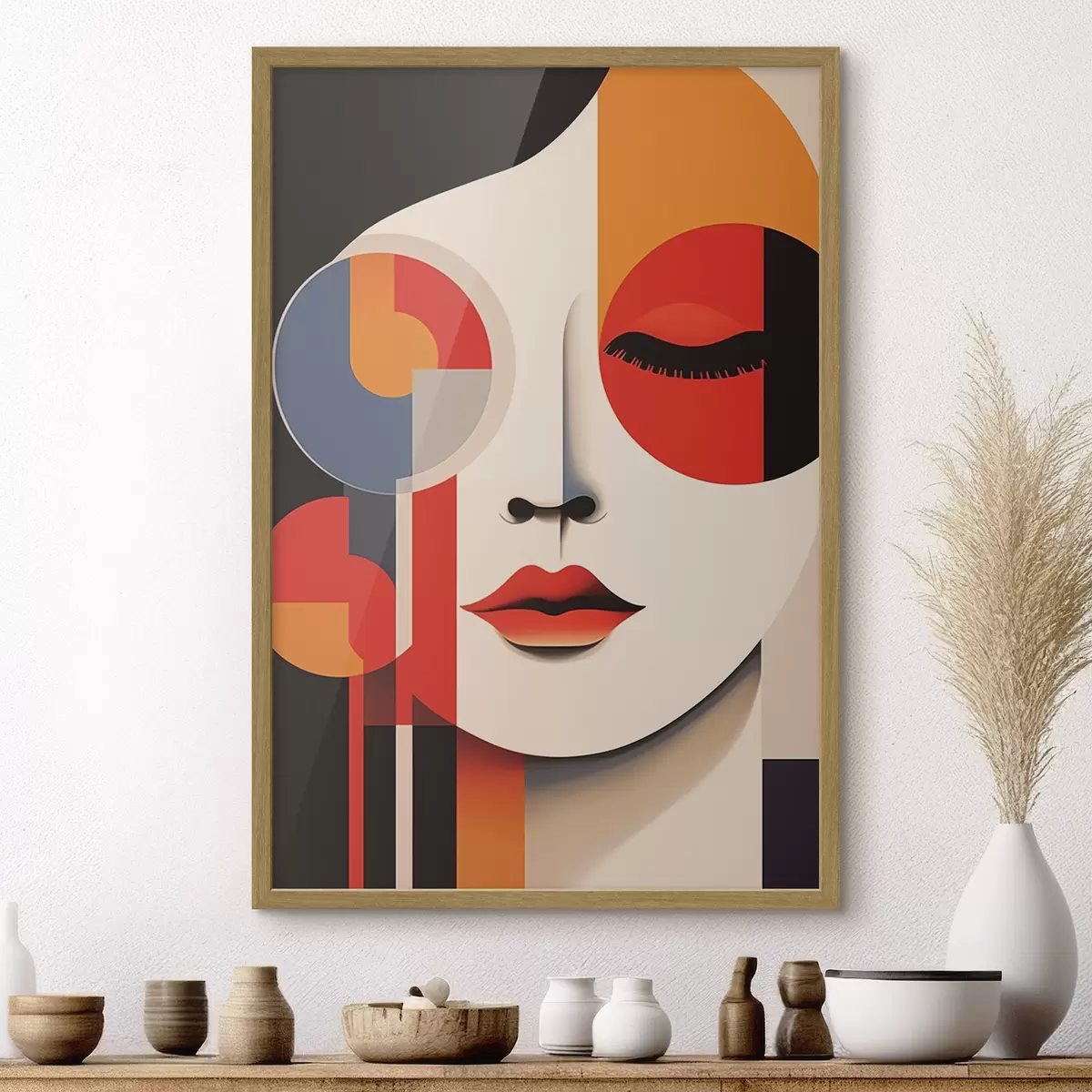 Poster Abstraktes Gesicht in geometrischen Formen f45086