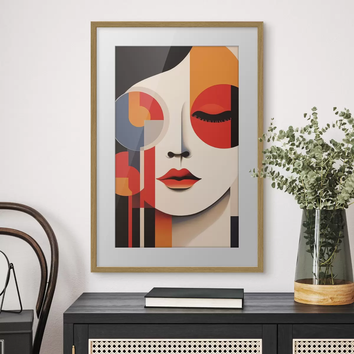 Poster Abstraktes Gesicht in geometrischen Formen f45086