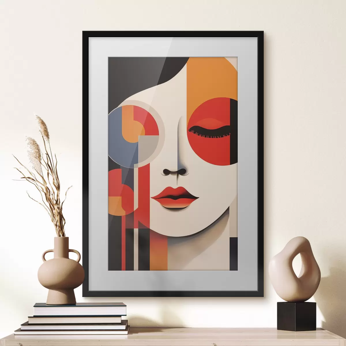 Poster Abstraktes Gesicht in geometrischen Formen f45086